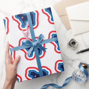 Akita Patriotic Red White And Blue 4th Of July Wrapping Paper
