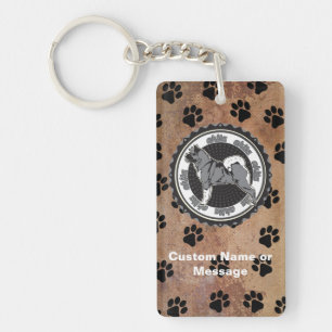 Akita Paws Dog Breed Lover Custom Name Key Ring