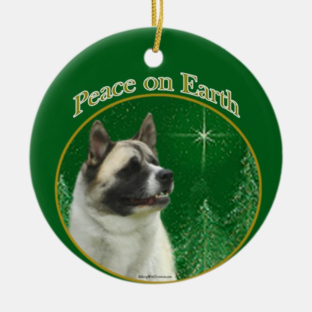 Akita Peace Ceramic Tree Decoration (Front)