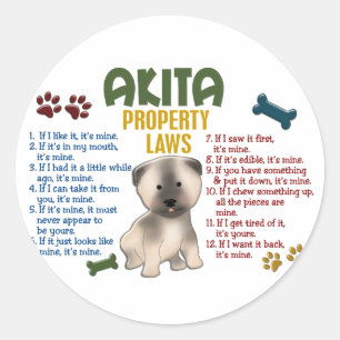 Akita Property Laws 4 Classic Round Sticker