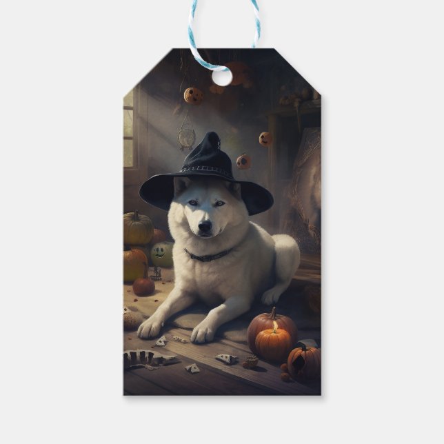 Akita Pumpkins Halloween Scary Gift Tags (Front)