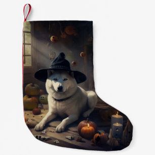 Akita Pumpkins Halloween Scary Small Christmas Stocking