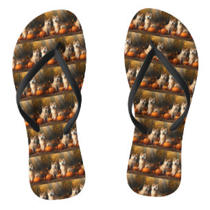 Akita Puppy Autumn Delight Pumpkin Jandals