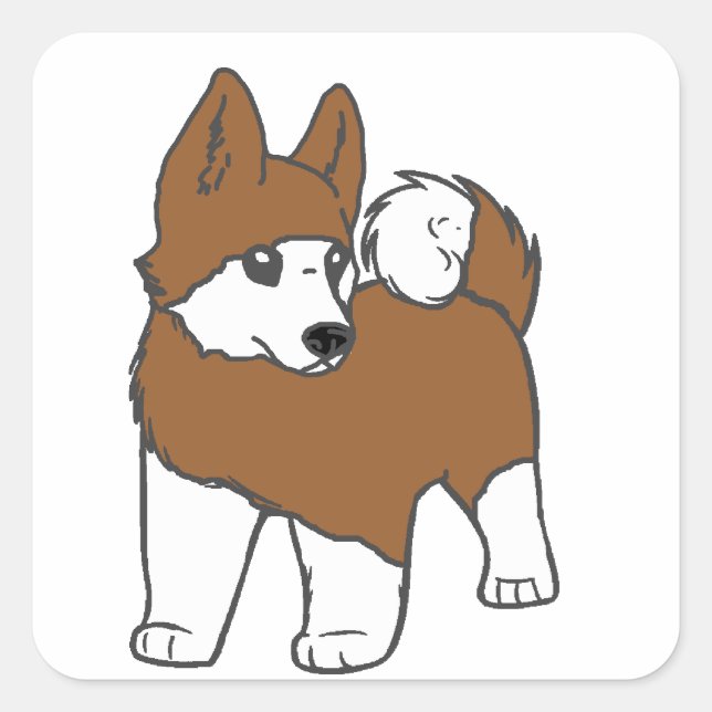 akita red cartoon square sticker (Front)
