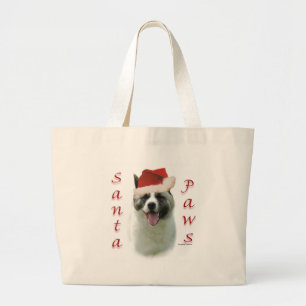 Akita Santa Paws Large Tote Bag