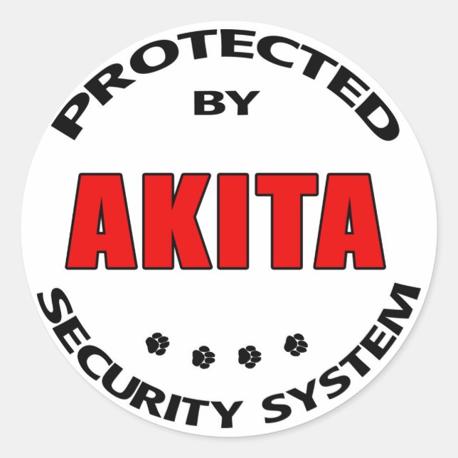Akita Security System Classic Round Sticker (Front)