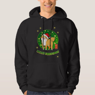 Akita Shiba Inu Christmas Santa Hat Stars Green Re Hoodie