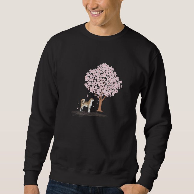Akita Shiba Inu Dog Japanese Cherry Blossom Sakura Sweatshirt (Front)