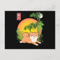 akita shiba inu dog of japan bamboo fireflies moon