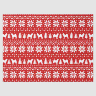 Akita Silhouettes Christmas Pattern Tissue Paper