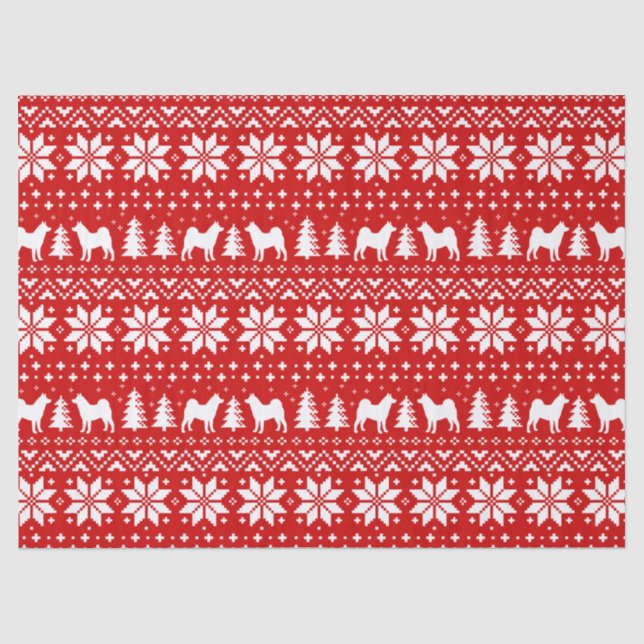 Akita Silhouettes Christmas Pattern Tissue Paper (Front)
