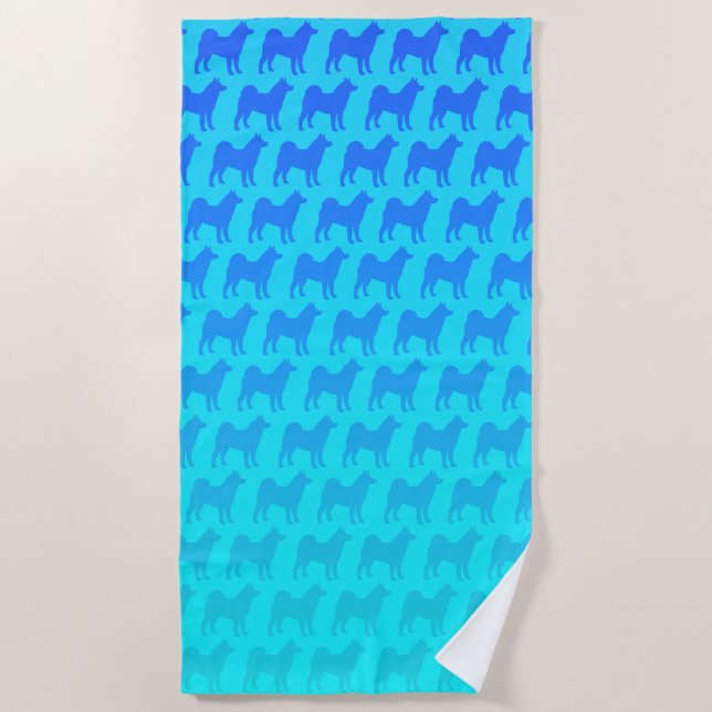 Akita Silhouettes Pattern Beach Towel (Front)