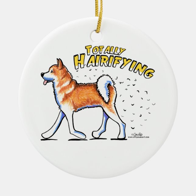 Akita Totally Hairifying Ceramic Tree Decoration (Front)
