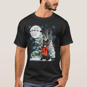 Akita Under Moonlight Snow Christmas Pajama T-Shirt