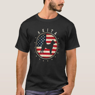 Akita Usa Flag 4th July Dog Mum Dad T-Shirt