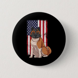 Akita USA Flag 6 Cm Round Badge