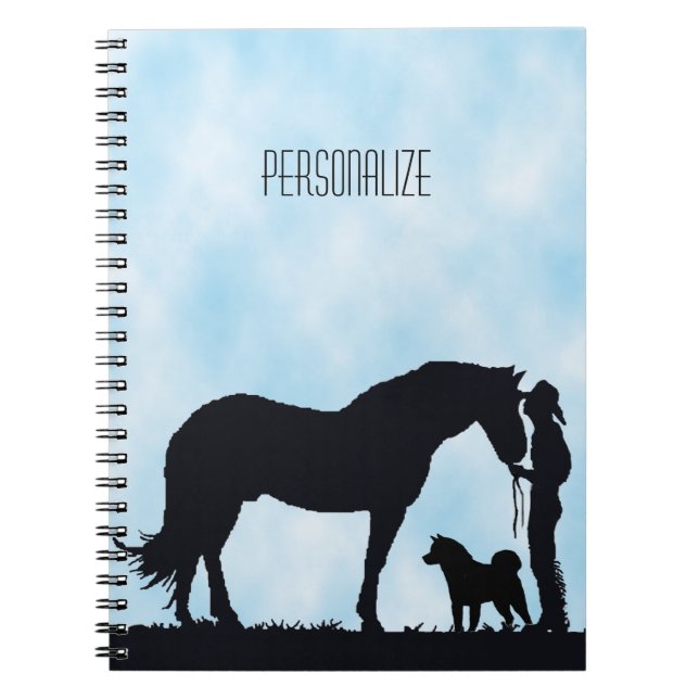 Akita Western Silhouette Spiral Notebook (Front)