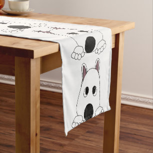 akita white peeping short table runner