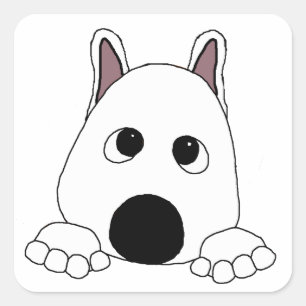 akita white peeping square sticker