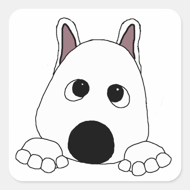 akita white peeping square sticker (Front)