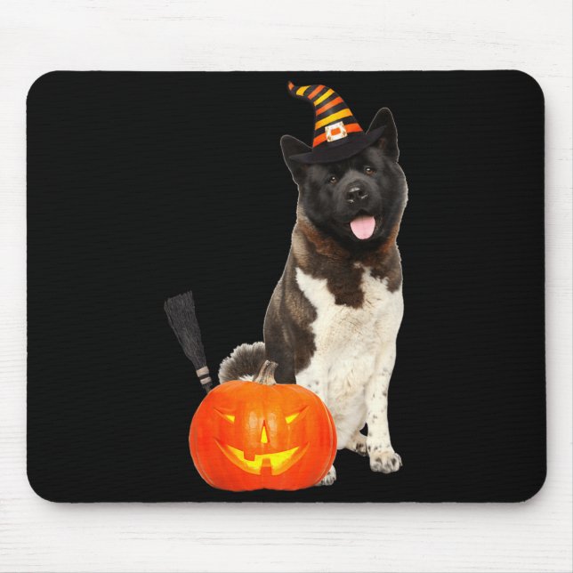 Akita Witch Hat Halloween Dog Costume Mouse Pad (Front)