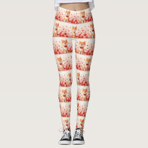 Akita with Roses - Valentine's Day  Leggings