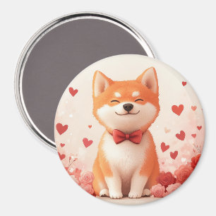 Akita with Roses - Valentine's Day  Magnet