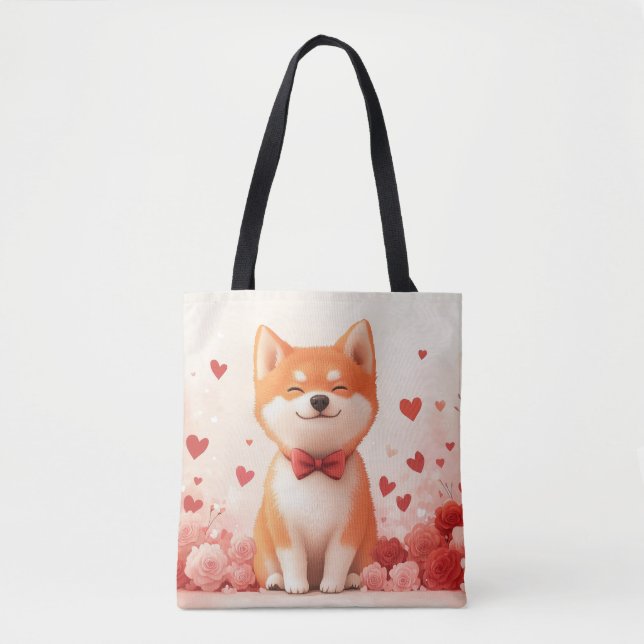 Akita with Roses - Valentine's Day  Tote Bag (Front)