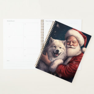 Akita with Santa Claus Festive Christmas  Planner