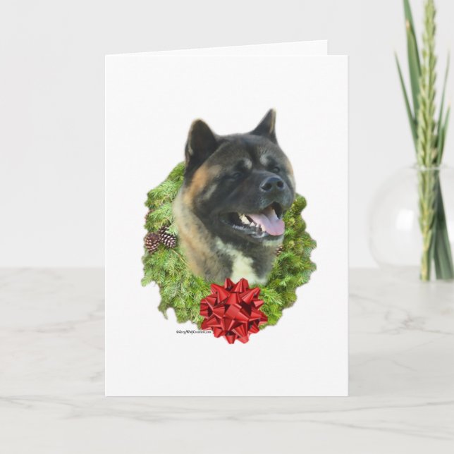 Akita Wreath Holiday Card (Front)