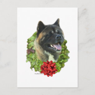 Akita Wreath Postcard
