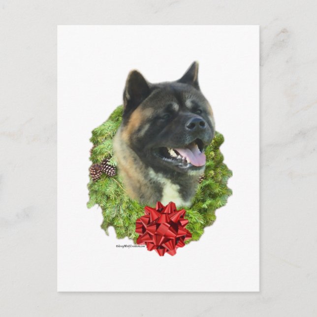 Akita Wreath Postcard (Front)