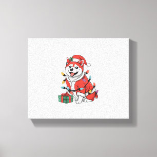 Akita Xmas Lighting Santa Akita Dog Christmas  Canvas Print