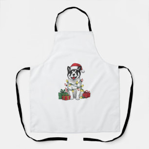 Akita Xmas Lighting Santa Hat Akita Dog Christmas  Apron