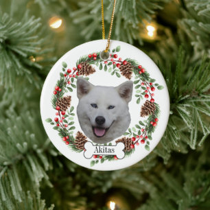 akitas dog ceramic tree decoration