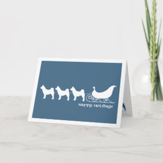 Akitas Pulling Santas Sleigh Holiday Card