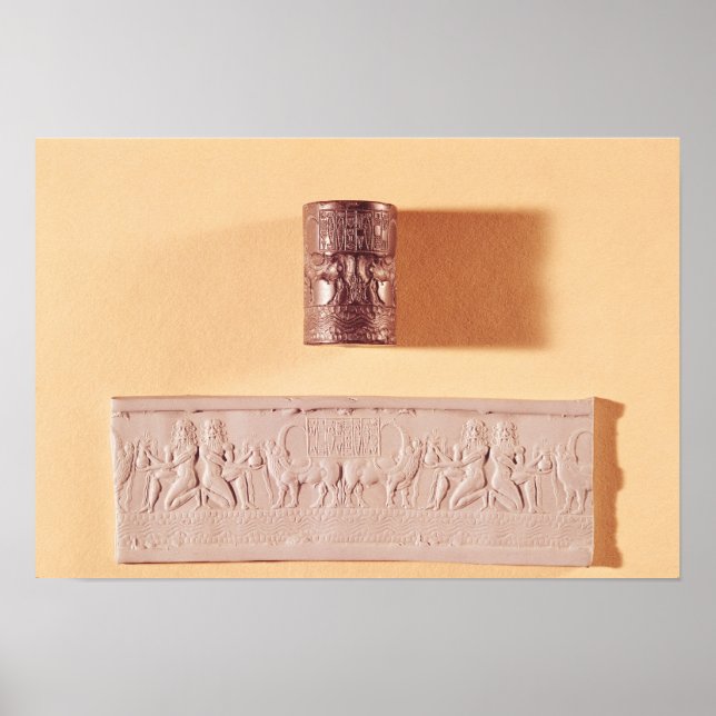 Akkadian cylinder seal and impression poster (Front)