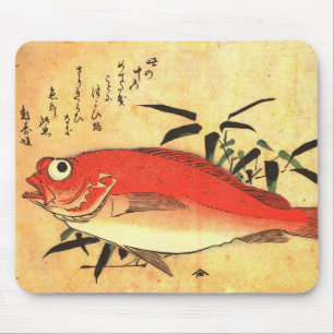 Akodai - Hiroshige's Colourful Japanese Fish Print Mouse Pad