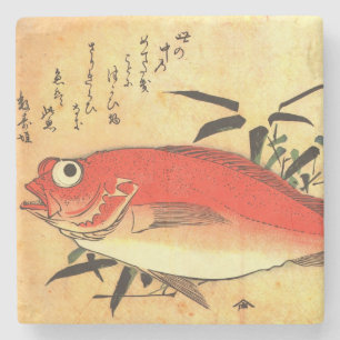 Akodai - Hiroshige's Colourful Japanese Fish Print Stone Coaster