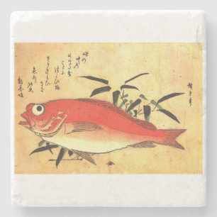 Akodai - Hiroshige's Colourful Japanese Fish Print Stone Coaster