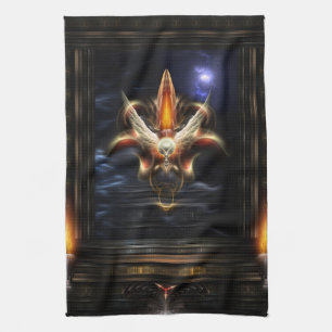 Akrellian Torch Fire Portrait Tea Towel