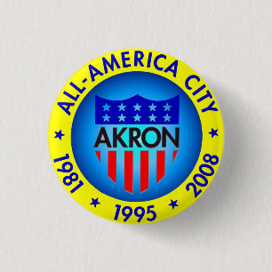 Akron All American City Button. 3 Cm Round Badge