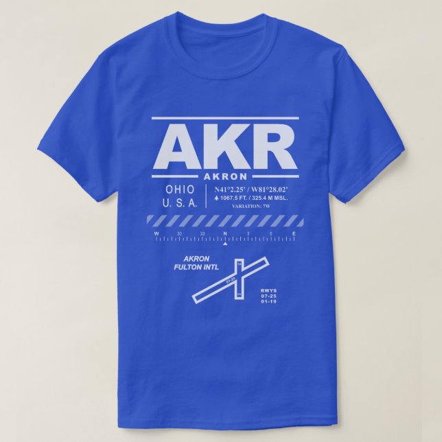 Akron Fulton International Airport AKR T-Shirt (Design Front)