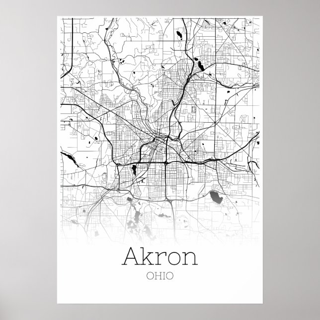 Akron Map - Ohio - City Map Poster (Front)
