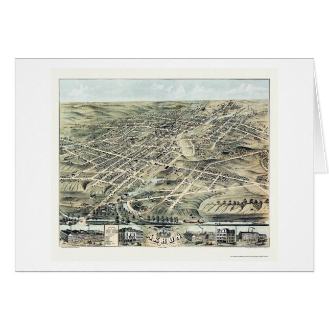 Akron, OH Panoramic Map - 1870 (Front Horizontal)