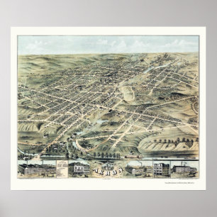 Akron, OH Panoramic Map - 1870 Poster