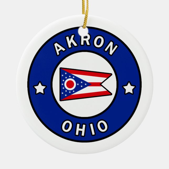 Akron Ohio Ceramic Tree Decoration (Front)