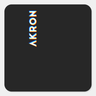Akron Ohio CMYK Glitch Type Square Sticker