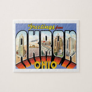 Akron Ohio Vintage Travel Jigsaw Puzzle