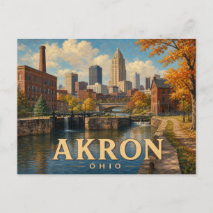 Akron Ohio Vintage Travel Postcard